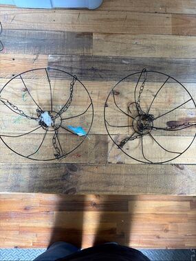 Pair of Black Metal Hanging Basket Frames with Chains